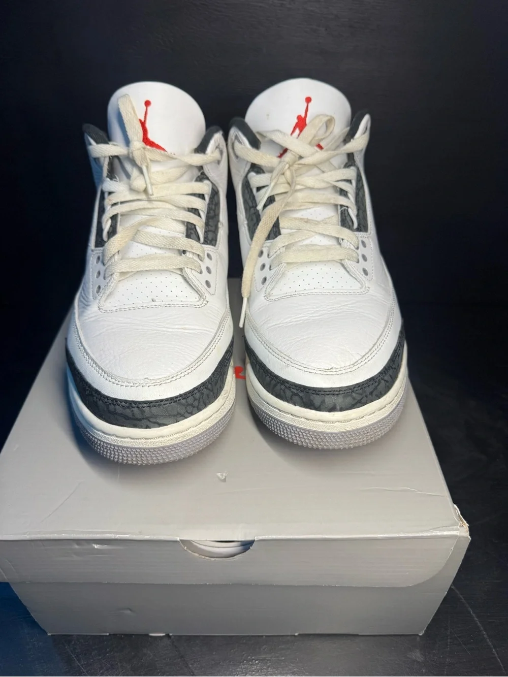 Jordan Men's White and Grey Retro Sneaker with Elephant Print
